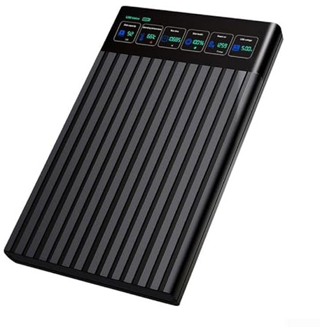 Zeroupshop Box esterno in lega di alluminio SATA-HDD/SSD da 2,5 pollici con display digitale HD, USB 3.2 5 Gbps UASP veloce trasferimento dati, Play per Windows, per Mac OS, per Linux, Chrome OS