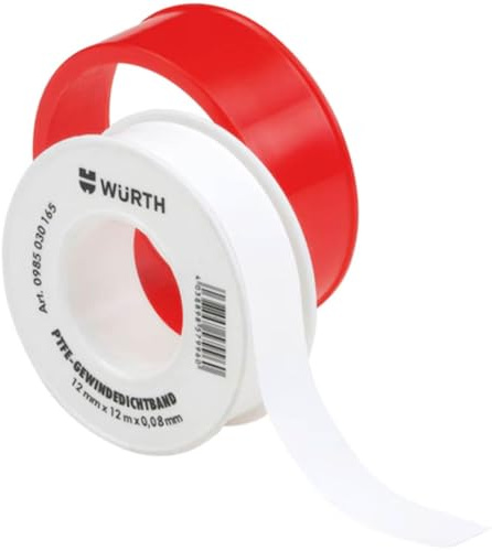 Wuerth 10x PTFE-Gewindedichtband 12m x 12mm x 0,08mm zum Abdichten von Gewindeverbindungen, verhindert das Festfressen von Gewinde | 0985030165