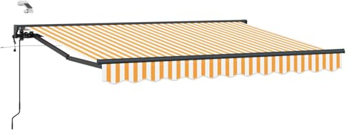 HFXHIJXQ Toldo eléctrico con brazo articulado, 3 x 2,5 m, toldo extensible para terraza con mando a distancia y manivela, semi cassette para balcón y jardín, amarillo, blanco y antracita