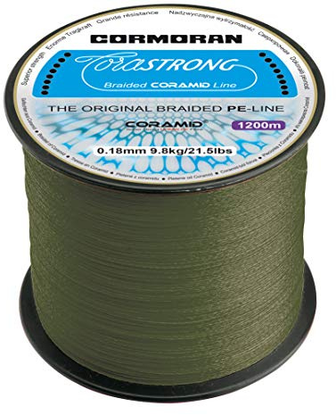 CORMORAN CORASTRONG Braid 1200m 0 14mm 7.4/16 31lbs grün Gelochtene Coramid® Schnur 32-0120014