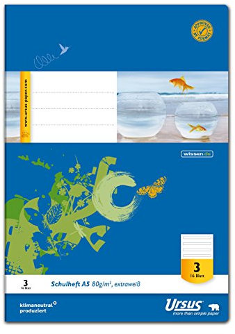 Ursus 040516003 Schulheft klimaneutrales extraweißes Qualitätspapier 10er Pack