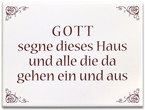 °° Keramikfliese Gott segne dieses Haus und alle, die da gehen ein und aus. (ohne Rahmen)