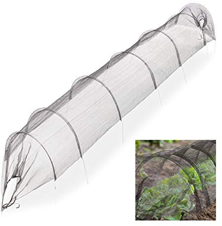Relaxdays Netztunnel Garten 3,3 m, Beetabdeckung gegen Schädlinge und Insekten, feinmaschig, Pflanztunnel Bögen, schwarz, 50 x 58 x 330 cm