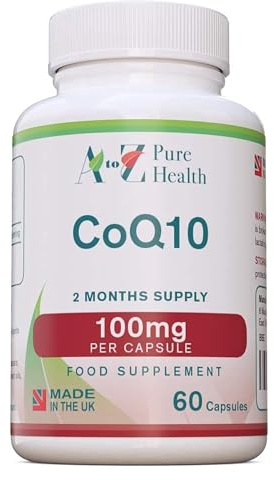 CoEnzyme Q10 Capsules | Daily High Strength COQ10 Supplement |100mg 60 Capsules (2 Months' Supply) Premium Q10 Supplement | Support for Cardiovascular Health and Immune System | UK Made