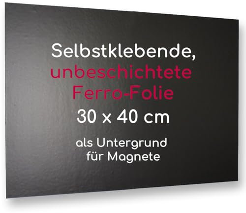 Magstick 30 x 40 cm Ferrofolie selbstklebend I Eisenhaltige Folie I roh unbeschichtet I DIY I Flexibler Haftgrund für Magnete I zum ausschneiden und basteln I mag230