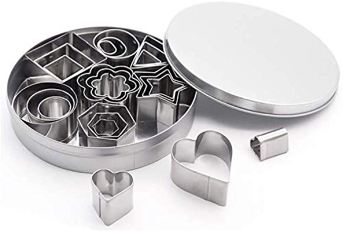 Juego de cortadores de forma geométrica de 8 piezas, cortador de galletas de metal de acero inoxidable, dispositivo para hornear de acero inoxidable (24 cortadores de galletas pequeños)