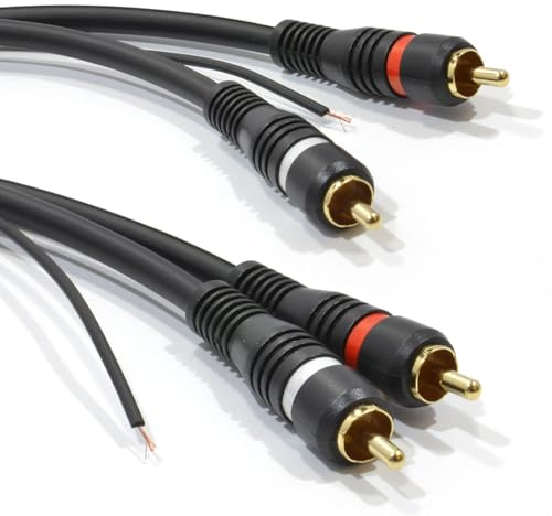 kenable 2x Chinch Abgeschirmtes Cinch Audio Kabel Oxygen Free Kupfer & Tag Draht 1 m [1 Meter/1m]