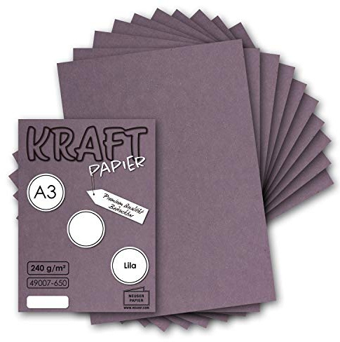 25x Vintage Kraftpapier in Lila - DIN A3-29,7 x 42 cm - 240g - natur Recycling-Karton - nachhaltig ökologisch Bastel-Karton Einzel-Karte - UmWelt by GUSTAV NEUSER