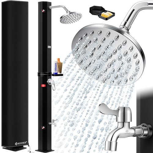 KESSER® Doccia Solare Doccia Solare da Giardino | Acqua Calda | 60°C Max | incl. Fodera Protettiva | Senza Collegamento Elettrico | Doccia per Piscina e Campeggio, Nero, 40 Litri