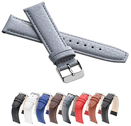 MARCHEL Lederarmband WB Schwarz Blau Braun Weiß Uhrenarmband Leder Genarbt