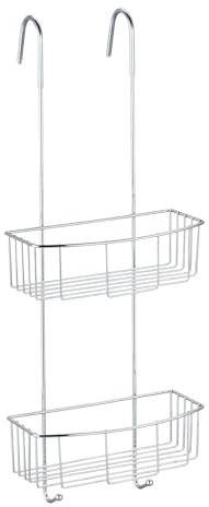 MSV Duschregal zum Hängen l Verchromt - Maße: 60 x 19 x 23 cm l Duschablage zum Hängen an Duschkabinen l Einfache Befestigung ohne Bohren an der Glaswand