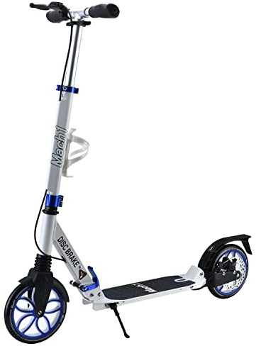 Mach1 Kickscooter Monopattino per Bambini Scooter Roller Cruiser Kick Jump Cityroller con Freno a Disco - Blu/Bianco