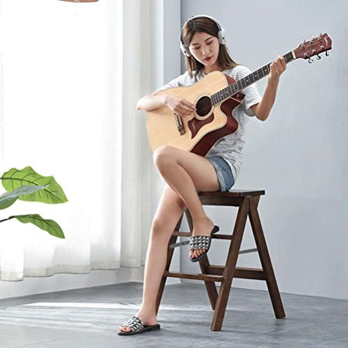 Sgabelli in Legno per Adulti, Sgabello Pieghevole A 3 Gradini per Cucina, Biblioteca, Sala da Musica, Legno di Gomma Naturale, Pieghevole E Portatile, Legno di Gomma Naturale