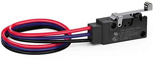 DIYhz Hinge Roller Lever Waterproof Momentary Push Button Micro Limit Switch with Line 1NO 1NC SPDT Snap Action Mini Switches 3 Pins 1 Pc ​for Arduino, Appliance and Electronic Equipment