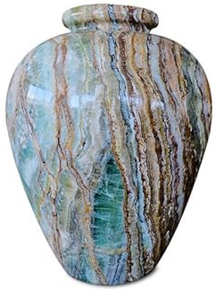 Vase aus Onyx Grün Skulptur Blumenständer Grün Onyx Table Vase H.23 cm