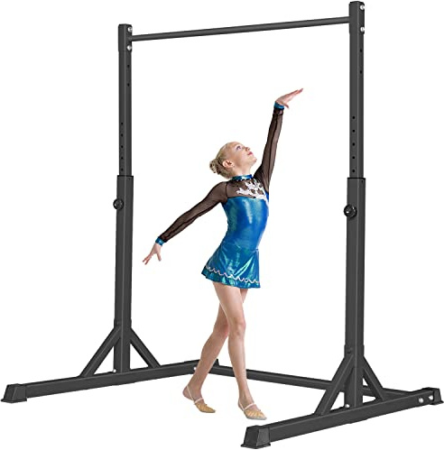 Bongkim Gymnastics Bar for Kids,Adjustable Height Gymnastic Horizontal Bars,Folding Gymnastics Equipment Junior Training Bar for Home Using,Stable Kids Training bar for Children (Black)