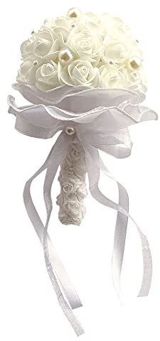 LICHENGTAI Brautstrauß Brautstrauss Hochzeit Hochzeitssträuße Perlen Blumensträusse Hochzeit Strauß Künstliche Blumenstrauß Romantische Rosenstrauß Dekoration