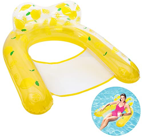 Thedttoy Luftmatratze Pool Aufblasbare Float Wasserspielzeug für Erwachsene Kinder, Pool Lounger Sessel Sitz Schwimmsessel Luftmatratzen Wasser Hängematte Aufblasbares Schwimmbett Loungesessel (Gelb)