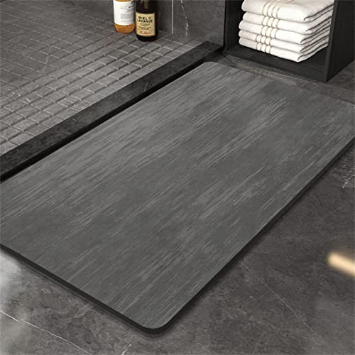 Badezimmerteppich, Badematte Rutschfest, 90x120cm Bad Teppich LäUfer, Duschmatte, Badteppich Badvorleger Rutschfest Waschbar, Antirutschmatte Dusche, Teppich Badezimmer, Bathroom Bath Mat, Grau