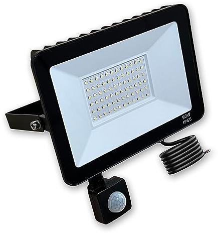 POWERSTAR ELECTRICALS Motion Sensor Outdoor Security Light 30W 50W 100W 2700 4500 9000 Lumin LED Floodlights with PIR Sensor IP65 Waterproof Garden, Backyard, Garage, Doorways (50)