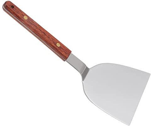 Espátula Para Parrilla De Acero Inoxidable, Espátula Para Barbacoa, Espátula Multifunción Para Parrilla Con Mango De Madera Para Filete, Pescado, Bola De Masa, Huevo, Espátula (105mm)