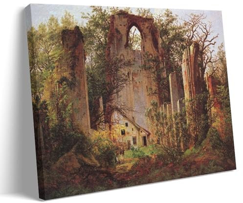 Caspar David Friedrich Berühmte Malerwerke (Ruiniertes Kloster von Eldena in der Nähe von Greifswald), Druck auf Leinwand, Wandkunst, Bild, Drucke, hängende Foto, Geschenkidee, Dekoration, Heimkunst,