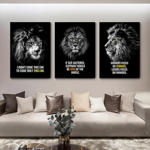 UGZDEA Motivationsposter Auf Leinwand, Löwe Leinwand Bilder Modernes Fitnessstudios Und Homegym Decor - Ohne Rahmen (A, 3x70x100cm, Ohne Rahmen)