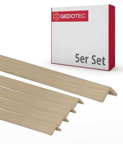 Gedotec Moulures en bois - Planches en bois à construire Moulures d'angle en bois 100 cm | 5 pièces 35 x 35 mm | BASIC | cornière polyvalente et bois pour le bricolage de différents objets | Profilé
