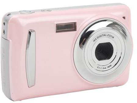 Digitalkamera, 1080P 16 MP Digitale Point and Shoot Kamera, 2,4 Zoll HD Bildschirm, 16 facher Digitalzoom, Autofokus, Mehrachsenstabilisierung, Tragbare Reisekamera für Studenten Rosa