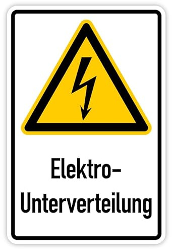 Aufkleber Warnung Hochspannung „Elektro Unterverteilung“ Hinweis Folie Symbol nach ISO 7010 | Größe wählbar Made in Germany, Größe: 30x45 cm