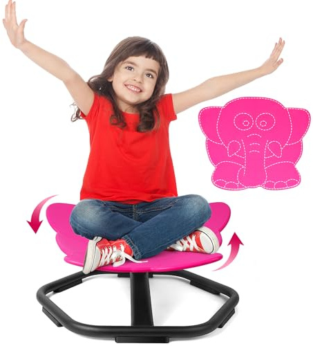 Silla giratoria de elefante TERRAMUS para niños, asiento giratorio de 360°, silla de balanceo para sentarse y girar para niños pequeños, juguetes sensoriales de equilibrio, sillas para autismo y TDAH