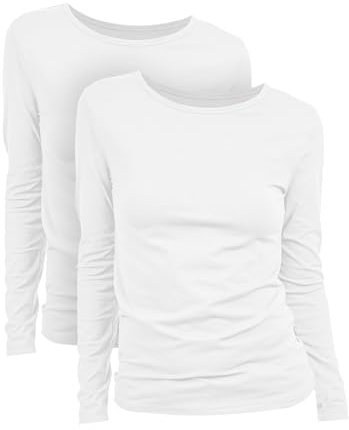 Basic Treasure 2 T-Shirt Donna Manica Lunga, 95% Cotone, Bianco, S