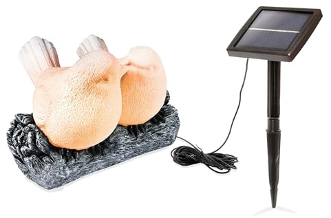 Esotec Solar Gartendeko Terrassendeko LED Vogelpaar Gartenfigur 102681 | Solar Dekoleuchte, LxBxH 35x26x25cm, Warm-/Kaltweiß, 2700/5500K, bis 10 Std, 1,5m Kabel, Solarmodul extern, Akku wechselbar