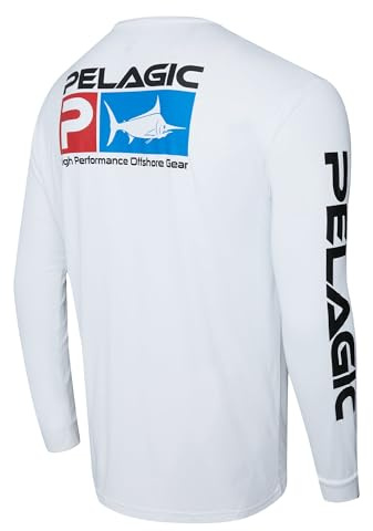 PELAGIC Apparel Men's Aquatek Deluxe Fishing Shirt, White, XL