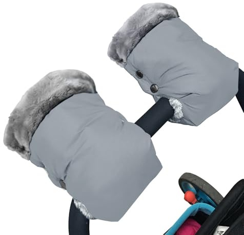 1 Pair Baby Stroller Gloves,Stroller Hand Muff Warm Gloves,Extra Thick Warm Waterproof Anti-Freeze Gloves for Parents Caregivers Carriage Handmuffs Stroller Accessories (Grey)