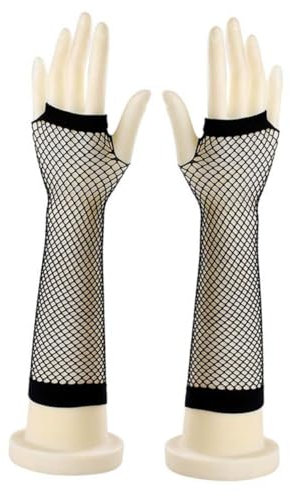 SOIMISS Lange Netzhandschuhe Für Damen Fingerlose Nylon Spitzenhandschuhe Schwarz Einheitsgröße Accessoires Für Shows Und Partys