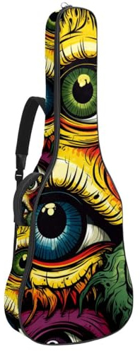 Bassgitarrentasche mit Art Halloween Augäpfel 80, Akustikgitarrentasche 101,6 cm E-Gitarrenkoffer, wasserdichte Oxford E-Gitarre Gigbag für akustische klassische Gitarre, Ukulele,