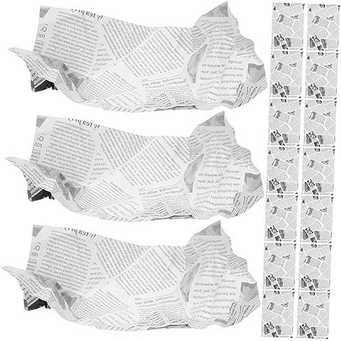 Cabilock 120blätter Retro Lebensmittelpapiere Fettfreies Backpapier Für Hamburger Pommes Frites Sandwiches Für Tägliche Verwendung Stilvolles Englisches Zeitungsdesign