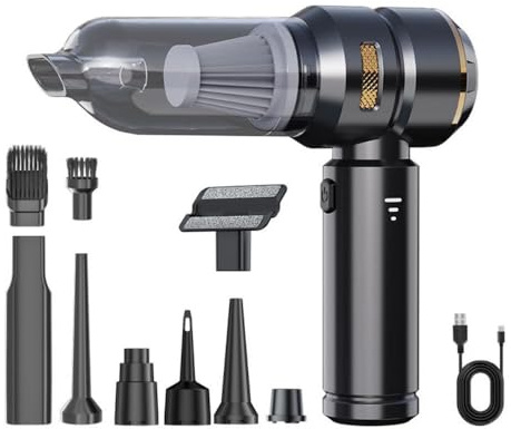 EJiaDuola Handheld Vacuum Cleaner Cordless, 16000Pa Powerful Suction Mini Vacuum Cleaner, Portable USB Rechargeable Car Vacuum Cleaner for Sofa, Bed, Car, Home, Office, Clean Pet Hair (Black)