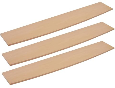 Set of 3 Shelf Boards 118cm Long Wall-Mounted Classic Shelf for Living Room Bedroom Kitchen or Office NO Brackets Included [Bowed Light Wood (118 x 20cm)]