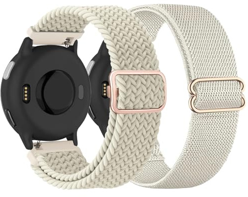 TUCOMO Stretchigt nylonarmband kompatibelt med Garmin Vivoactive 6/Vivoactive 5/Vivoactive 3, 20 mm flätat loop, elastiskt ersättningsband för Garmin Venu Sq/Venu Sq 2/Venu 2 Plus/Venu män kvinnor