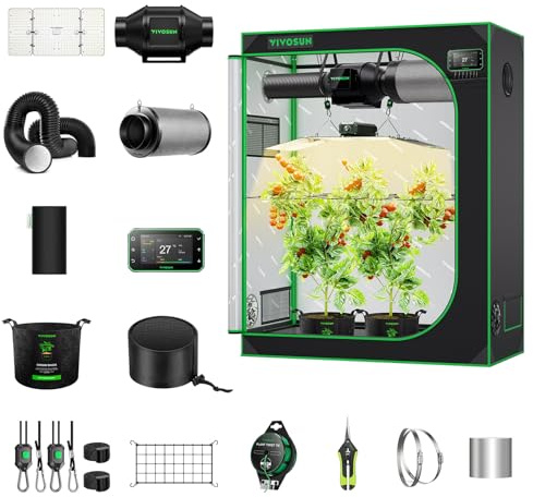 VIVOSUN Chambre de Culture Kit Complet 120x60x150cm, Système Automatique avec WiFi, Lampe LED Horticole Spectre Complet, Ventilation Haute Efficacité et Contrôleur GrowHub E42A+