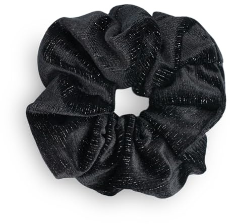 SXQLYH Haargummi Scrunchie Samt Velvet Elastics,Große Haargummi Dickes Weiches Bequemes Glänzender Samthaargummi,Scrunchies Pferdeschwanz Halter Haar Bobble für Damen Dickes Langes Haar (Schwarz)