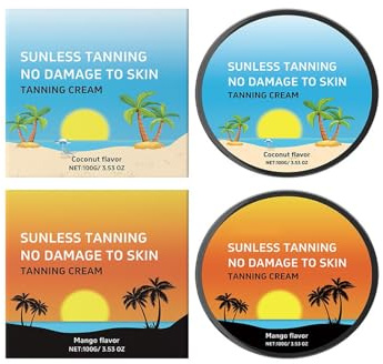 Bräunungsbeschleuniger Creme, Tanning Cream 100g, Erzielen Sie eine Natürliche Bräune mit Natürlichen Inhaltsstoffen,Effektiv in Sonnenbank & Außensonne (2pc)