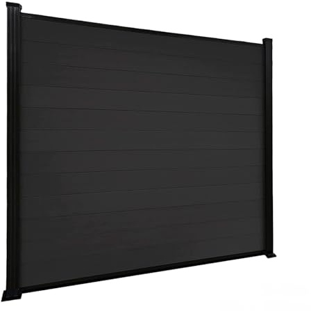 KARAT Clôture de Jardin en WPC résistant aux UV Gel Pluie Neige - Brise-vue avec poteaux en aluminium - Kit complet Montage facile - Enclos Jardin Terrasse Garage (Noir, 180 x 180 cm)