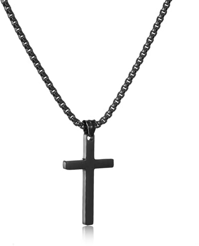 HSWYFCJY Kreuz Kette Herren Silberkette Kette Männer Kreuzkette Kreuz Anhänger Edelstahlkette Herren Schmuck 16-24 Zoll