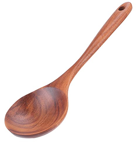Cuchara de cocción de madera9.4x2.8 pulgadas cuchara de maderade utensilios de cocina grande para cocinar porción de mezcla de cocción de teca sin palo