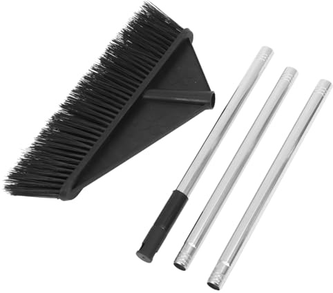 ORFOFE Heavy Duty Stiff Bristle Sweeper Broom with Long Handle for Indoor Outdoor Cleaning of Floors Carpets Tiles and Black Multipurpose Sweeping Brush for Home Warehouse