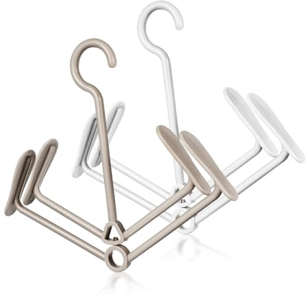 TOYZFRIENDY 2 Pcs Shoe Hooks Hanging Shoe Organizer Rack Plastic White and Apricot for Balcony Entryway Slipper Storage