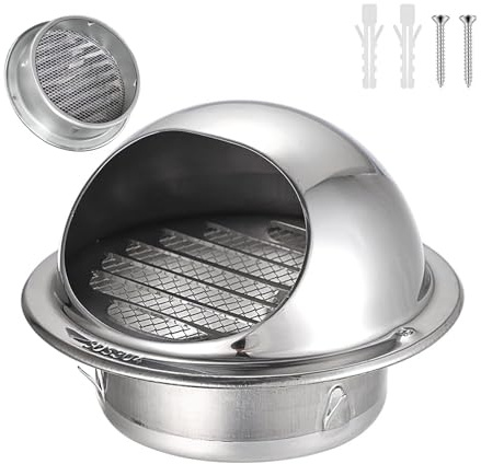 Rejilla de Ventilación Acero Inoxidable，rejilla de Escape Redonda，Rejilla de Extracción Extractor Externo，Salida de Aire Rejilla con Mosquitera para Techo de Cocina Y Baño﻿(150 mm/5.9in)
